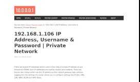
							         192.168.1.106 IP Address, Login & Password | Private Network								  
							    