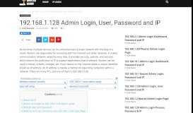 
							         192.168.1.128 Admin Login, User, Password and IP ...								  
							    
