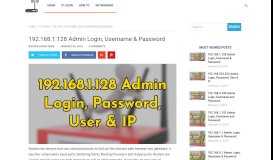 
							         192.168.1.128 Admin Login, Username & Password - Router ...								  
							    