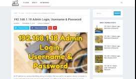 
							         192.168.1.18 Admin Login, Username & Password - Router ...								  
							    
