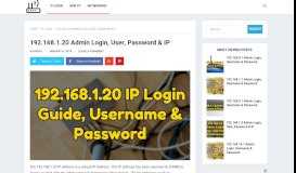 
							         192.168.1.20 Admin Login, User, Password & IP - Router Login								  
							    