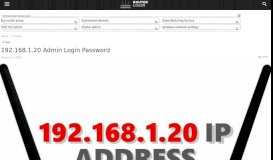 
							         192.168.1.20 Router Login Admin Username and Password								  
							    
