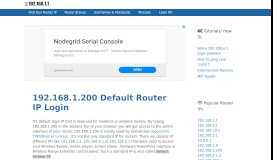
							         192.168.1.200 Default Router IP Login - 192.168.1.1								  
							    