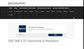 
							         192.168.1.21 Username & Password - routerlogin.net login								  
							    