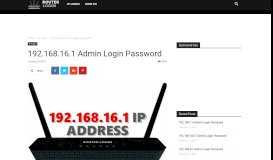 
							         192.168.16.1 Router Login Admin Username and Password								  
							    