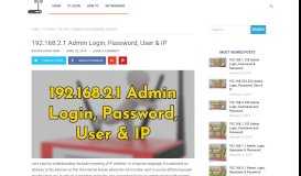 
							         192.168.2.1 Admin Login, Password, User & IP - Router Login								  
							    