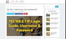 
							         192.168.2.1 Admin Login, User, Password & IP - Router Login								  
							    