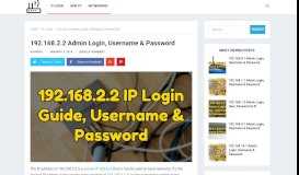 
							         192.168.2.2 Admin Login, Username & Password - Router Login								  
							    