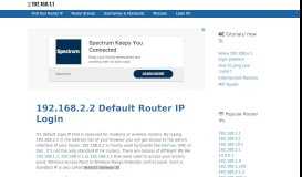 
							         192.168.2.2 Default Router IP Login - 192.168.1.1								  
							    