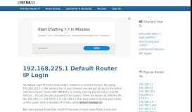 
							         192.168.225.1 Default Router IP Login - 192.168.1.1								  
							    