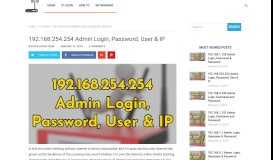 
							         192.168.254.254 Admin Login, Password, User & IP - Router ...								  
							    