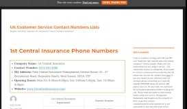 
							         1st Central Insurance Customer Service Contact Number: 0333 043 ...								  
							    
