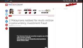 
							         2 Malaysians nabbed for multi-million cryptocurrency ...								  
							    