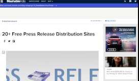 
							         20+ Free Press Release Distribution Sites - Mashable								  
							    