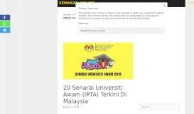 
							         20 Senarai Universiti Awam IPTA Di Malaysia: Ranking Terkini 2019								  
							    