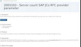 
							         2001103 - Server count SAP JCo RFC provider ... - SAP Support Portal								  
							    