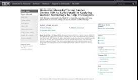 
							         2012-03-22 Memorial Sloan-Kettering Cancer ... - IBM News room								  
							    