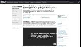 
							         2014-09-17 Caris Life Sciences Selects IBM to ... - IBM News room								  
							    