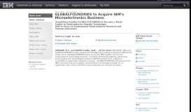 
							         2014-10-20 GLOBALFOUNDRIES to Acquire IBM's ... - IBM News room								  
							    
