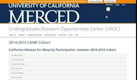 
							         2014-2015 CAMP Cohort | Undergraduate ... - UROC - UC Merced								  
							    