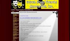 
							         2015-2016 Announcements - Center Stage Theatre Association, Inc.								  
							    