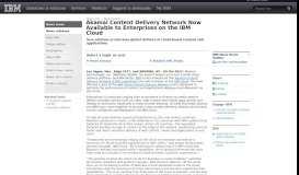 
							         2017-10-09 Akamai Content Delivery Network Now ... - IBM News room								  
							    