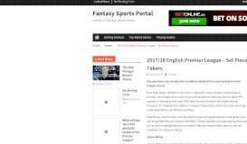 
							         2017/18 EPL - Set Piece Takers | Fantasy Football Portal								  
							    