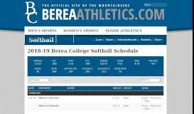 
							         2018-19 Berea College Softball Schedule - Berea College (KY)								  
							    