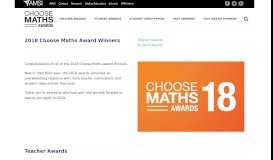 
							         2018 Choose Maths Award Winners - ChooseMaths Awards								  
							    