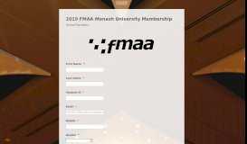 
							         2019 FMAA Monash University Membership - Online Payments								  
							    