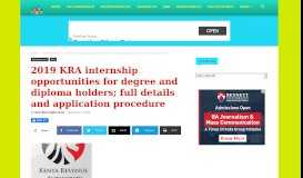 
							         2019 KRA internship opportunities for degree and diploma holders ...								  
							    