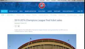 
							         2019 UEFA Champions League final ticket sales - UEFA.com								  
							    