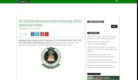 
							         2019/2020 Adamawa State University ADSU Admission Form ...								  
							    