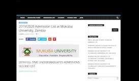 
							         2019/2020 Admission List at Mukuba University, Zambia - Zambia ...								  
							    