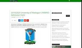 
							         2019/2020 University of Maiduguri UNIMAID Admission Form ...								  
							    