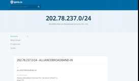 
							         202.78.237.0/24 Netblock Details - Alliance Broadband ...								  
							    