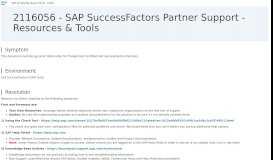 
							         2116056 - SuccessFactors Partner Support - Resources & Tools								  
							    