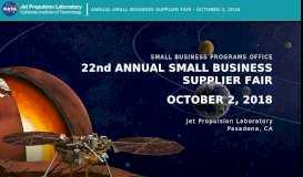 
							         22nd Annual Small Business Supplier Fair - Jet Propulsion Laboratory								  
							    