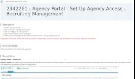 
							         2342261 - Agency Portal - Set Up Agency Access - Recruiting ...								  
							    