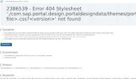 
							         2386539 - Error 404 Stylesheet './com.sap.portal.design ...								  
							    