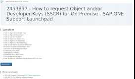 
							         2453897 - How to request Object and/or Developer ... - Support.sap.com								  
							    