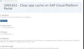
							         2491422 - Clear app cache on SAP Cloud Platform Portal | SAP ...								  
							    
