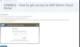 
							         2494652 - How to get access to SAP Demo Cloud Portal | SAP ...								  
							    