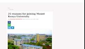 
							         25 reasons for joining Mount Kenya University : The Standard								  
							    
