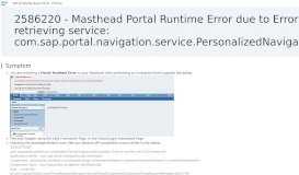 
							         2586220 - Masthead Portal Runtime Error due to ... - SAP Support Portal								  
							    