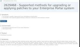 
							         2629468 - Supported methods for upgrading or applying patches to ...								  
							    