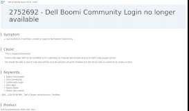 
							         2752692 - Dell Boomi Community Login no ... - SAP Support Portal								  
							    