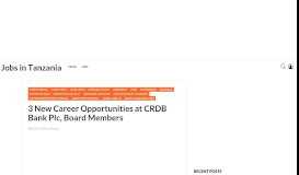 
							         3 New Career Opportunities at CRDB Bank Plc, Board Members | Jobs ...								  
							    