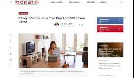 
							         33 Legit Online Jobs That Pay $50,000+ From Home (2020)								  
							    