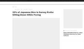 
							         33% of Japanese Men in Survey Prefer Sitting Down While Peeing								  
							    